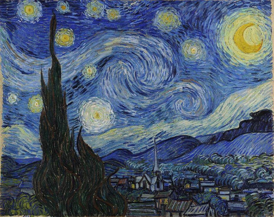 梵谷，《星夜》。圖/取自wikimedia。