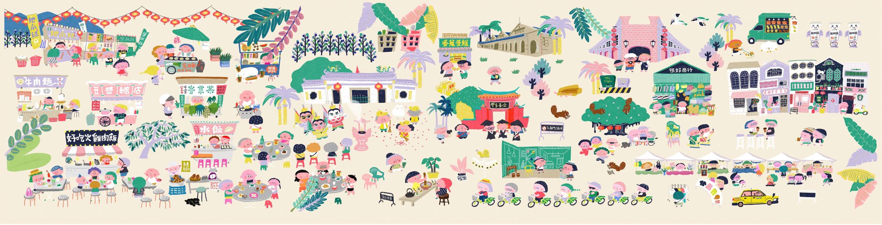 佐佐木千絵作品〈台灣南部的城市〉，印刷品輸出，141 × 42 cm，2023。圖 / 索卡藝術提供