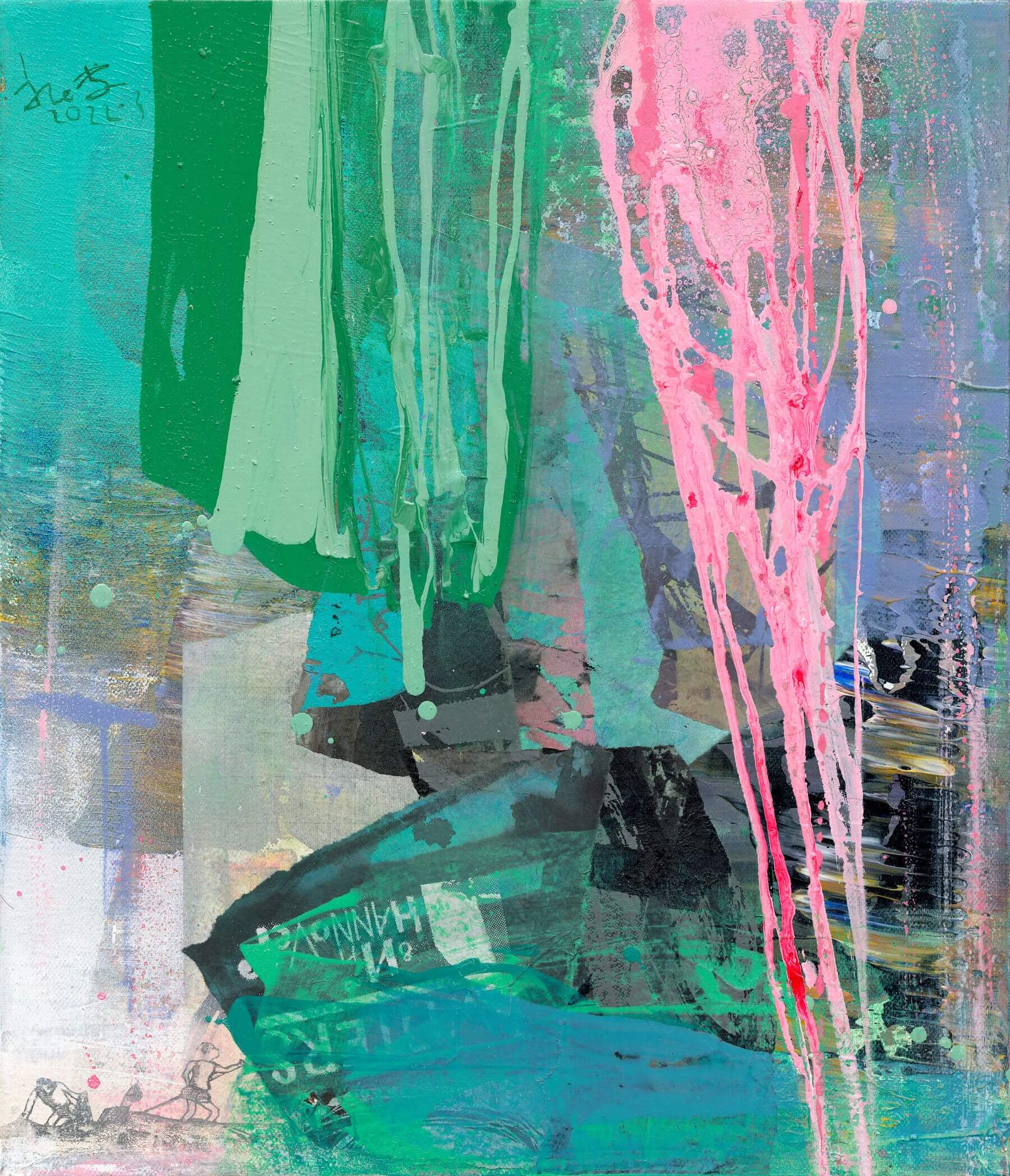 〈早春行旅系列11 山樸水澗 〉，複合媒材、畫布，2022-2023，53 x 46 cm。圖 /  99°藝術中心提供