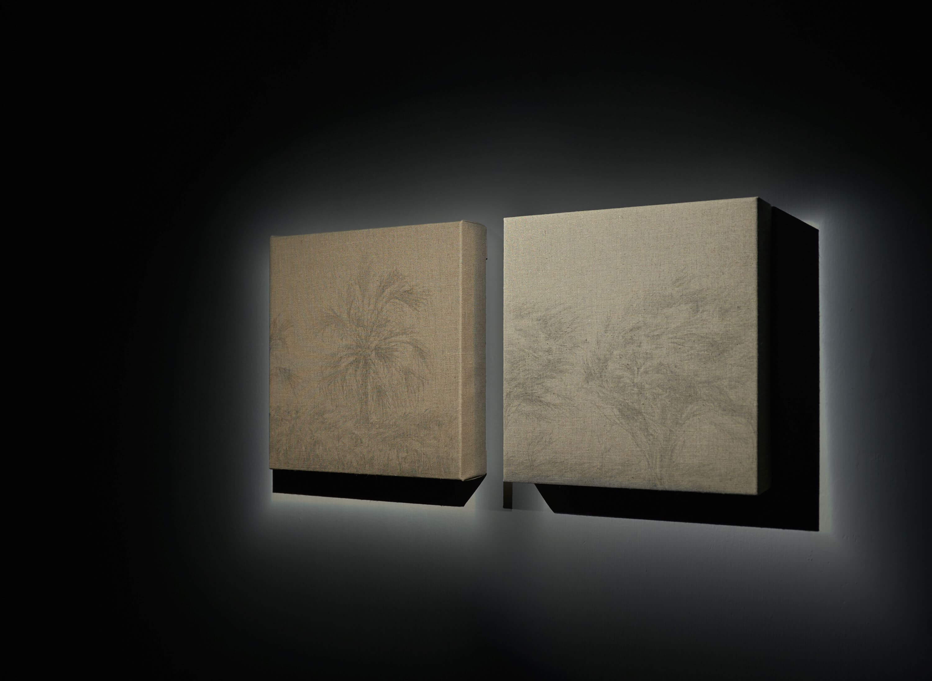 彭韋《空白》之〈霜降〉，2023，鉛筆、畫布，30×30 公分，圖片由藝術家提供。
